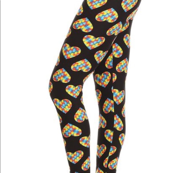 Autism Awareness Soft Leggings Os Curvy TC - Picture 2 of 3
